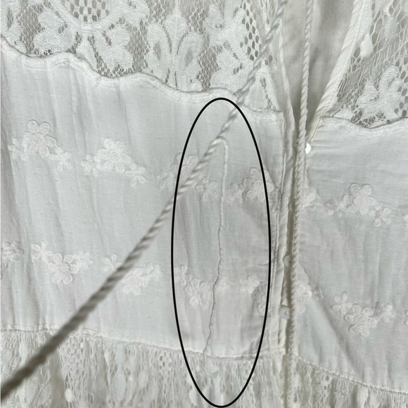Impressions Lace Tiered Bohemian Cottagecore Babydoll White Top 2X Top - Picture 11 of 12